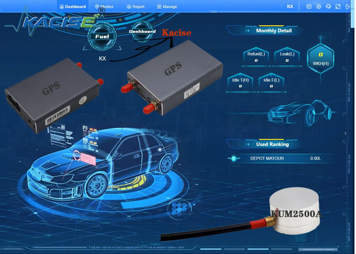 KUM2500A ultrasonic fuel level sensor for car detection gps tracker non contact China produce
