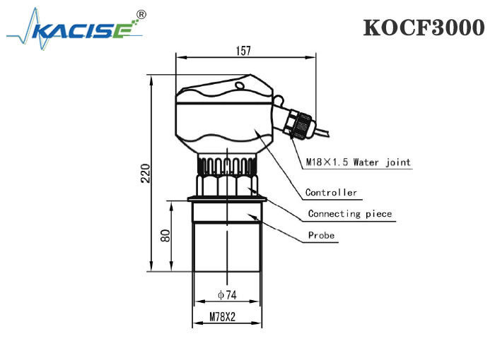 KOCF3000 Ultradźwiękowy przepływomierz z otwartym kanałem z dokładnością pomiaru 0,5% i komunikacją za pomocą protokołu MODBUS do pomiarów bezdotykowych