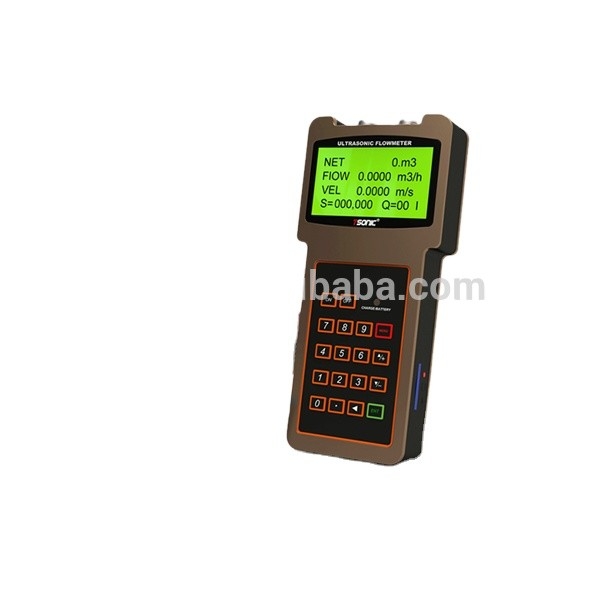 Low cost handheld ultrasonic water flow meter china with Power supply 3*1.2V battery or AC90 ~260V power adapter