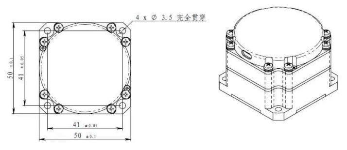 Czujnik biegłości kątowej bezwładnościowej ≤0,1°/h Bias Drift Compact 50×50×36mm i 5s Start Time