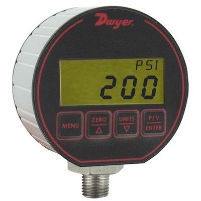 Dwyer Series DPG Digital Pressure Gauge Enclosure Rating zaprojektowany w celu spełnienia wymagań NEMA 4/4X IP66 Limit ciśnienia 2x zakres ciśnienia
