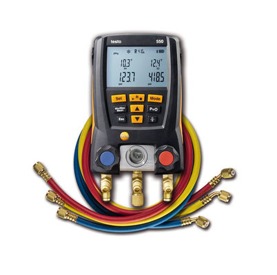 Testo 550 Digital Refrigerant Manifold Kit z połączeniem Bluetooth 60 Profili chłodniczych i wytrzymały projekt