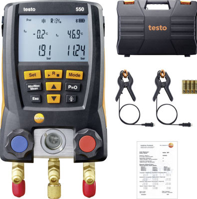 Testo 550 Digital Refrigerant Manifold Kit z połączeniem Bluetooth 60 Profili chłodniczych i wytrzymały projekt