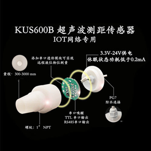 KUS600B Ultrasonic Transducer Sensor / Support hibernation state / PVDF apply to IOT area 	Ultrasonic Transducer Sensor